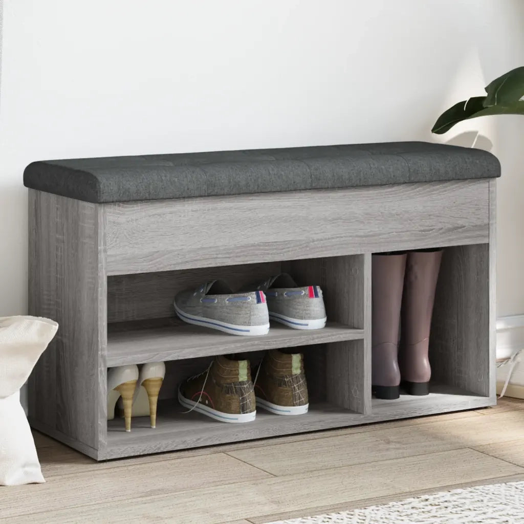 Panca Porta Scarpe-Sgabello-Panca Scarpiera Grigio Sonoma 82x32x45,5cm Legno Multistrato