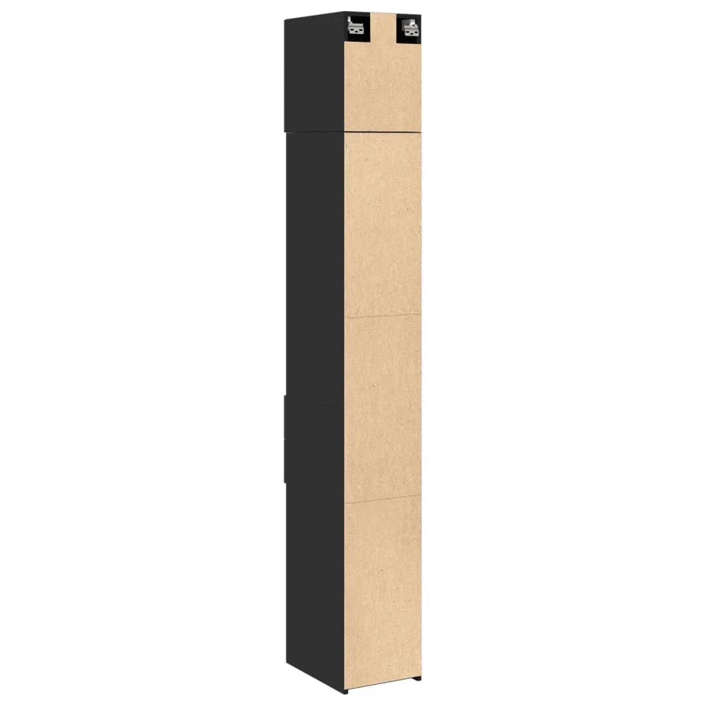 Mobile contenitore sottile 30 x 42,5 x 225 cm con molteplici scomparti design moderno in legno composito nero 02_0055553