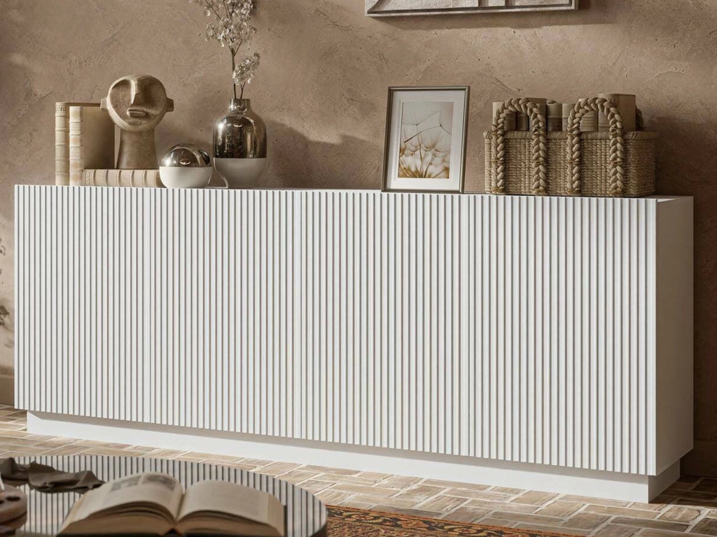 Madia Masainas, Credenza 4 Ripiani, 200x40x78h cm Bianco