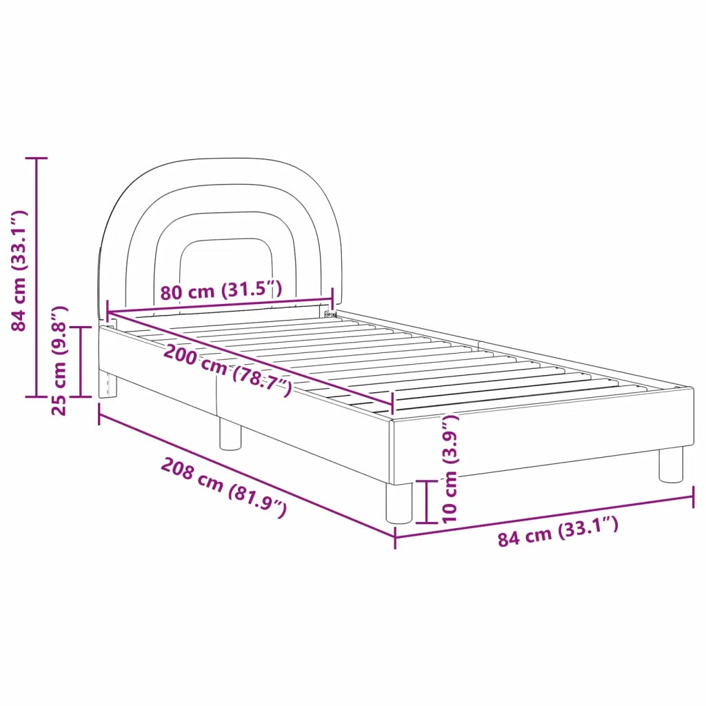 Struttura letto bambini con testata Crema 80 x 200 cm Velluto 42011008