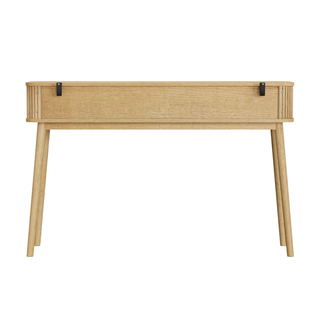 Consolle con 2 cassetti e ripiano aperto in MDF rovere