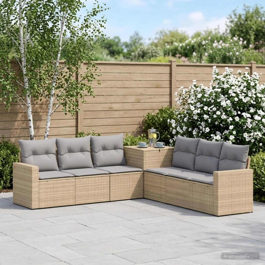 Set di divani 7 pz Beige e Grigio Chiaro 3448789
