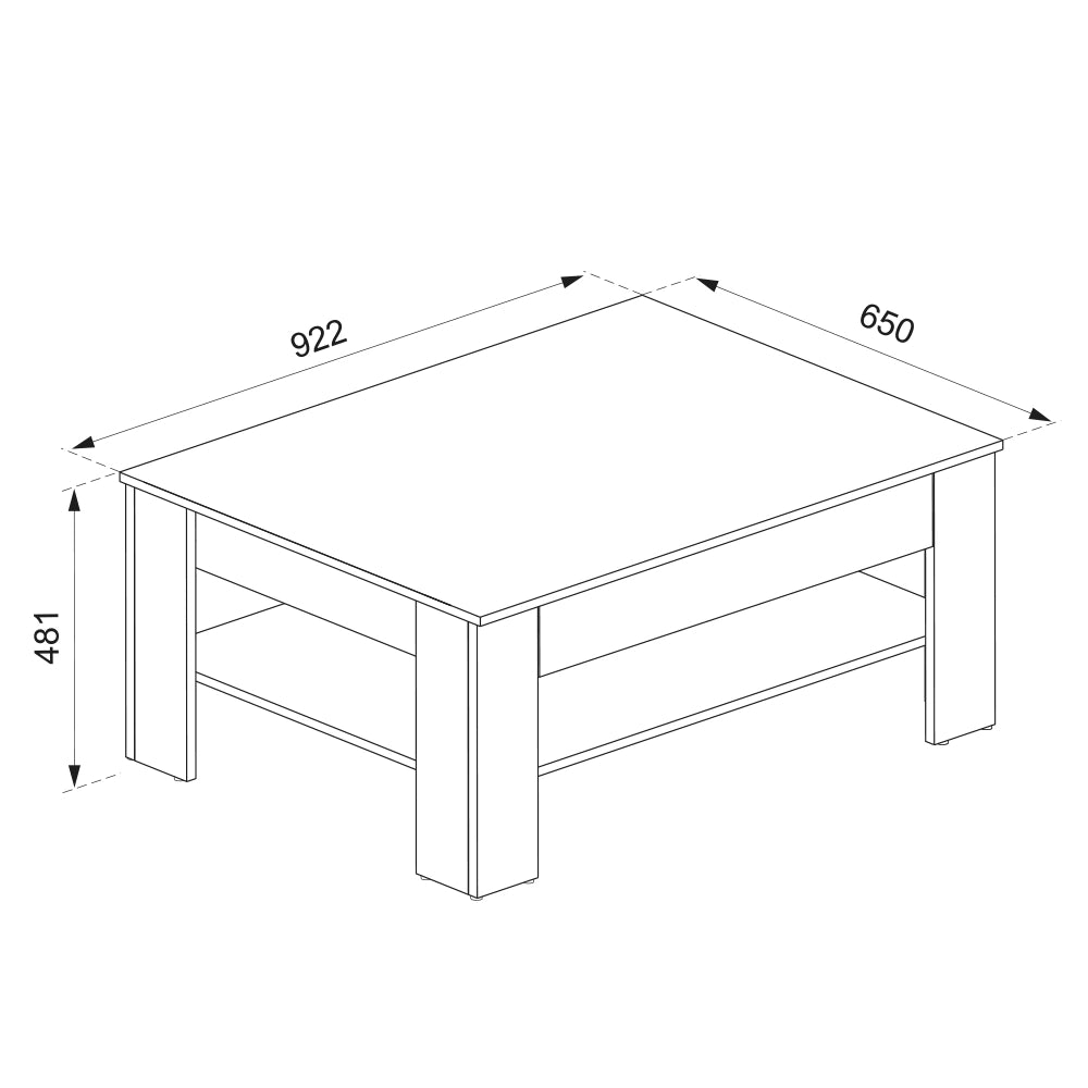 Vicco Tavolino Rovere bianco/dorato 92.2 x 65 cm