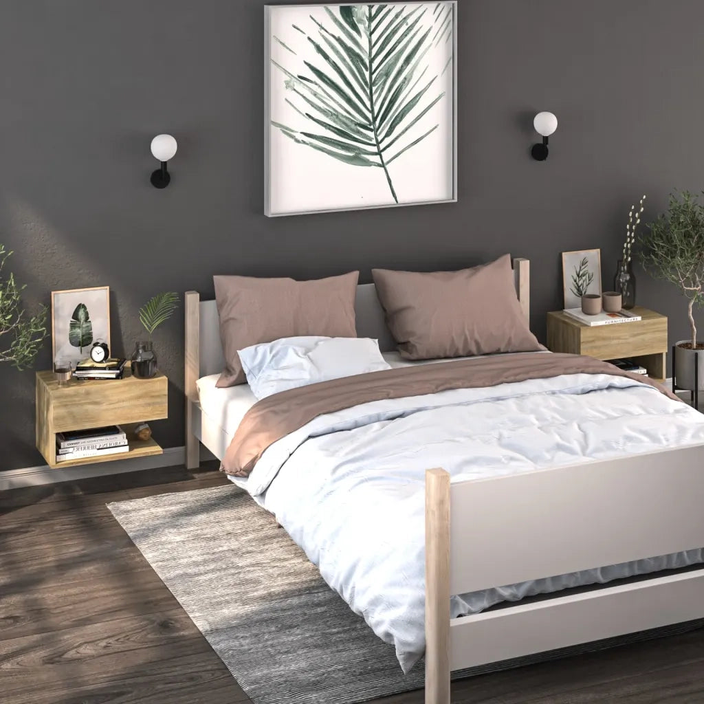 Comodini a Muro 2 pz Rovere Sonoma 810960
