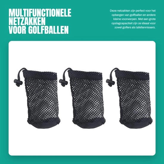Sacca multifunzionale per palline da golf - Sostegno per palline da golf - Tasca per palline da golf - Grande capacità di stoccaggio - Materiale nylon - Tasca per palline da golf con chiusura a sicurezza