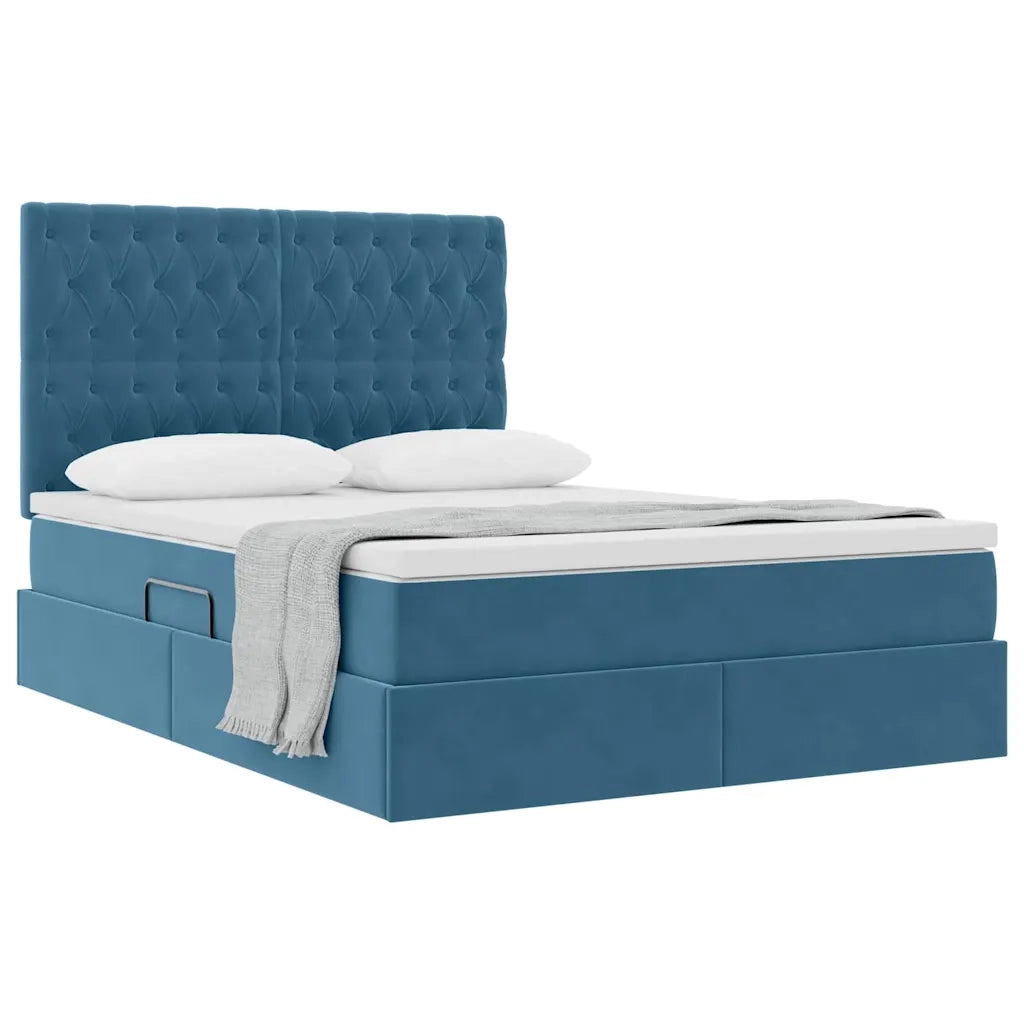 Letto con contenitore e materasso Blu Scuro 140 x 190 cm 3372091