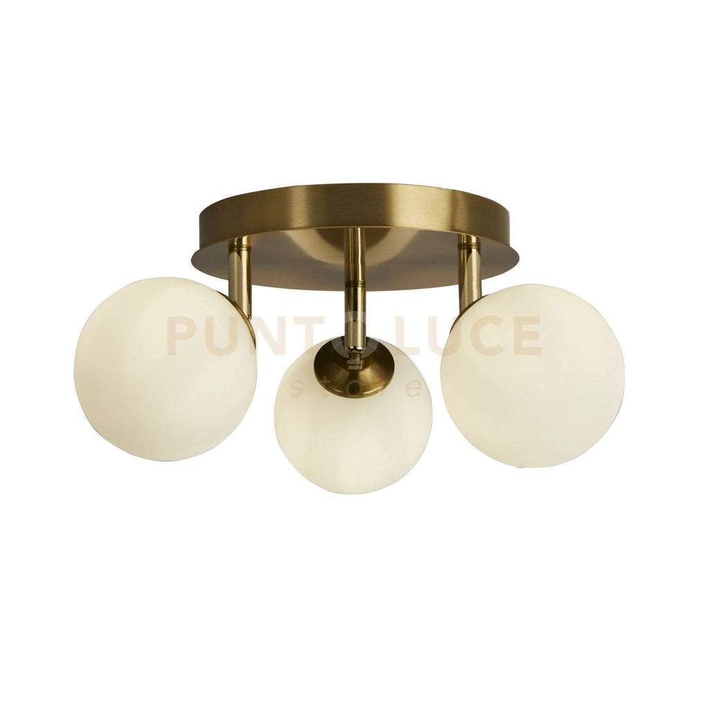 Crosby 3Lt Semi-Flush - Metallo dorato e vetro opalino