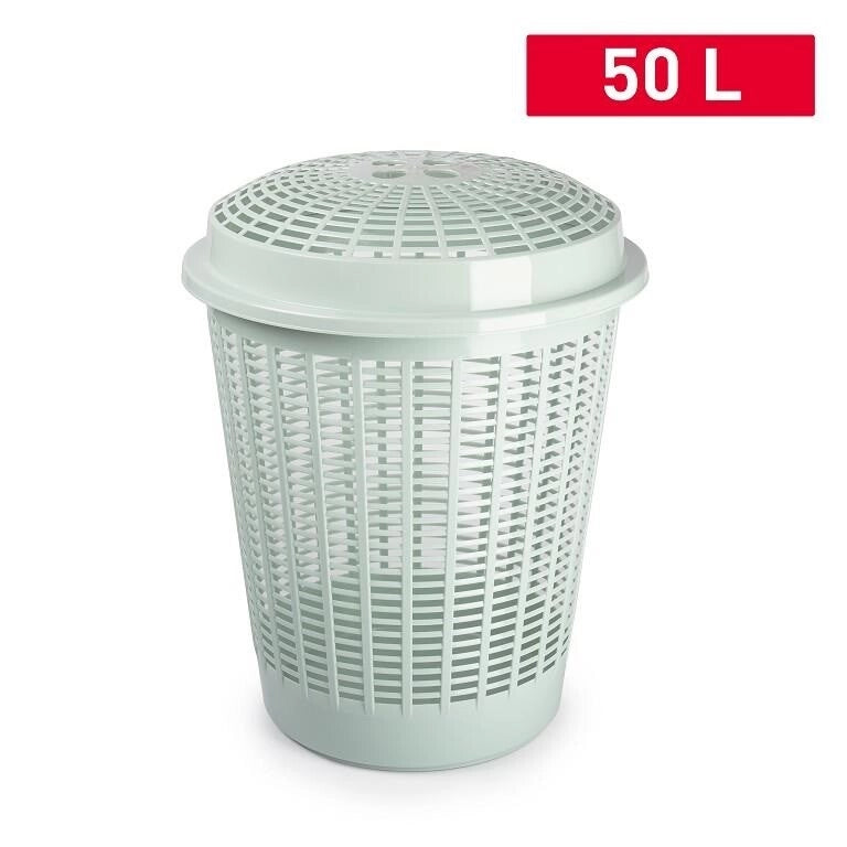Cesta Portabiancheria Cestone Forato in Plastica Verde Acqua 50 Litri