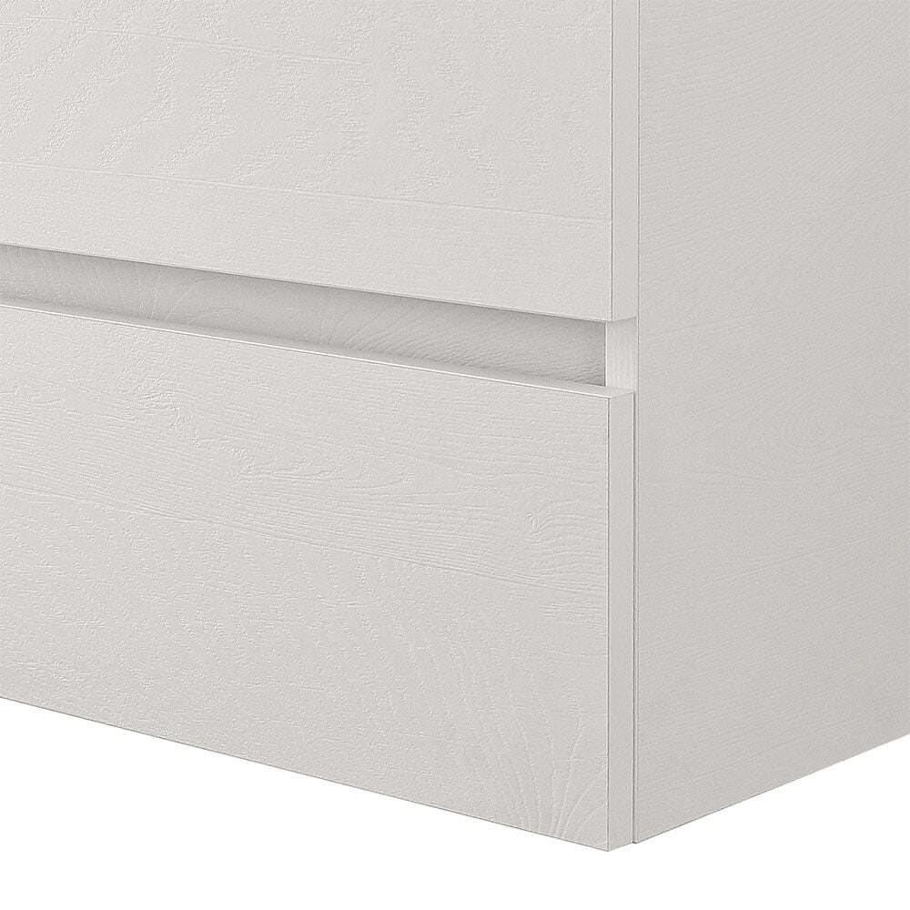 Mobile bagno sospeso 80 cm rovere bianco con 2 cassetti e pensile Nadia