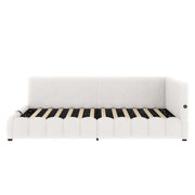 Letto matrimoniale 140×200 cm contenitore con LED; USB; Type-C e rete; senza materasso; bianco