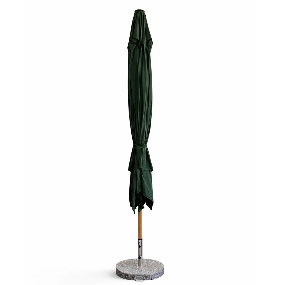 Tempo Style - Ombrellone da Giardino Vomero 3x3 m | Ombrellone da Esterno in Alluminio e Poliestere 180g/㎡ (Verde/Legno Noce)