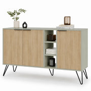 Madia Moderna Credenza con 3 Ante e Vani a Giorno 142x83 cm Quercia e Verde