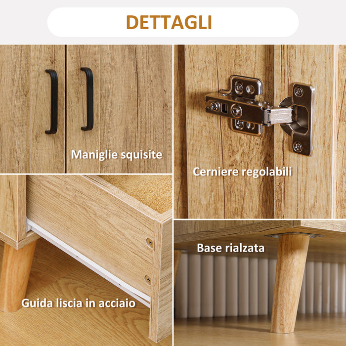 Armadio 2 Ante a Battente con 2 Cassetti 80x54x180 cm  con Asta Appendiabiti in Truciolato Color Legno