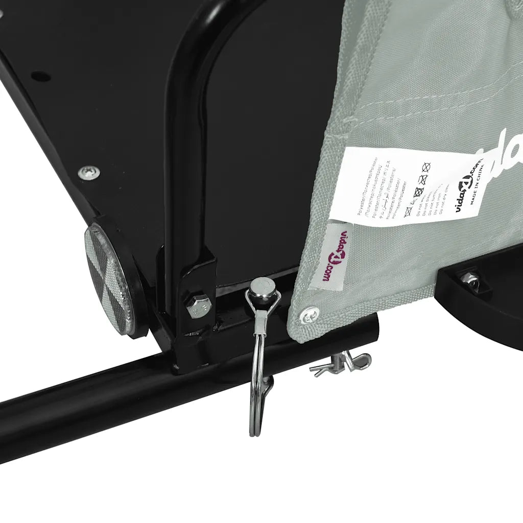 Rimorchio da Bici Grigio e Nero in Tessuto Oxford e Ferro CFW6379217