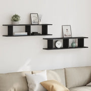 Mensole da Parete 2 pz Rovere Nero 90x18x20 cm in Truciolato