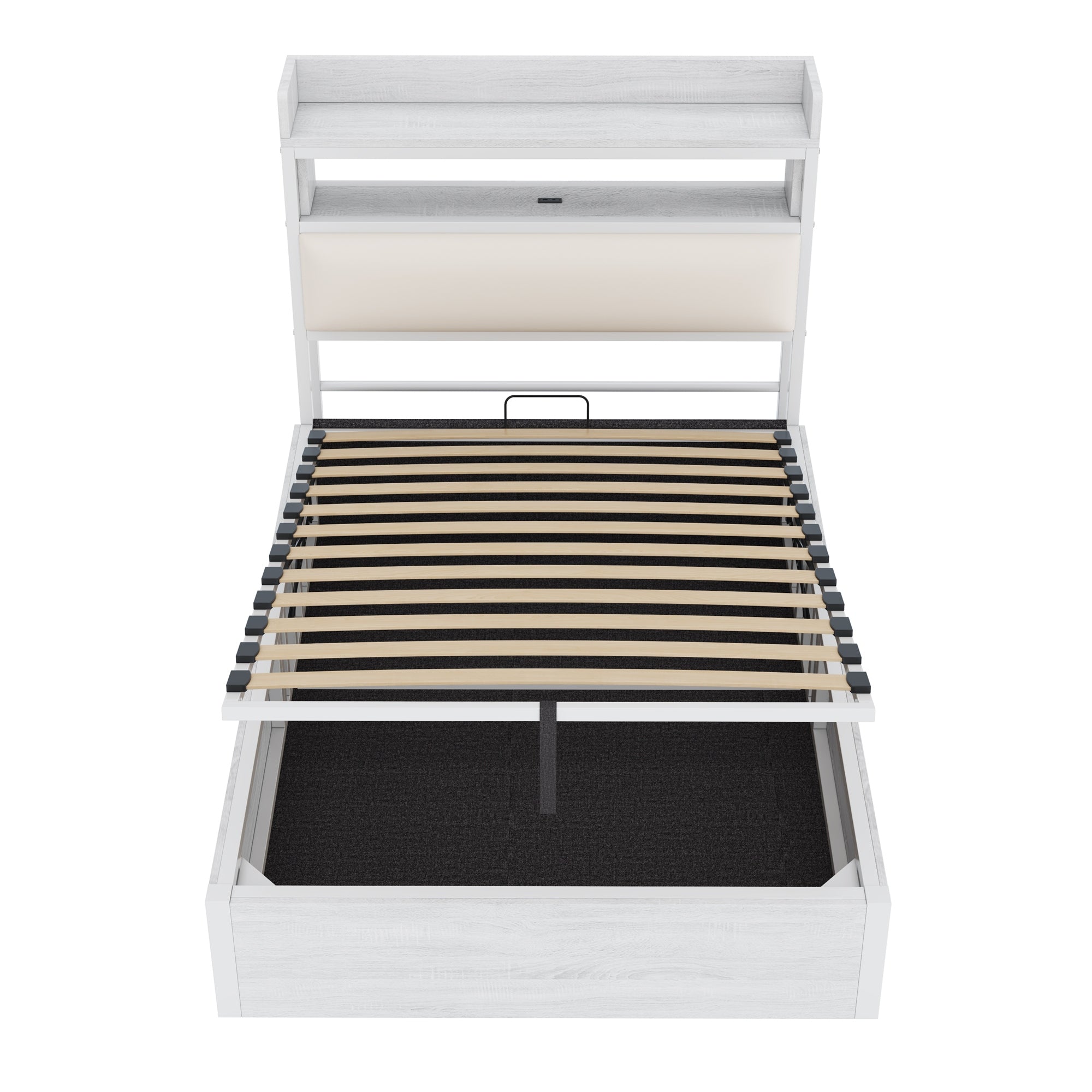 Letto singolo 90x200 - Xylo - Design retro, bianco, con idraulica