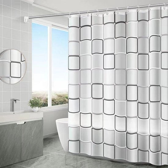 Douchegordino 180x200cm - Douchegordino Sneldrogente con Haken - Impermeabile e Antimuffa Douchegordino - con 12 Anelli per Douchegordino - per Doccia e Bagno