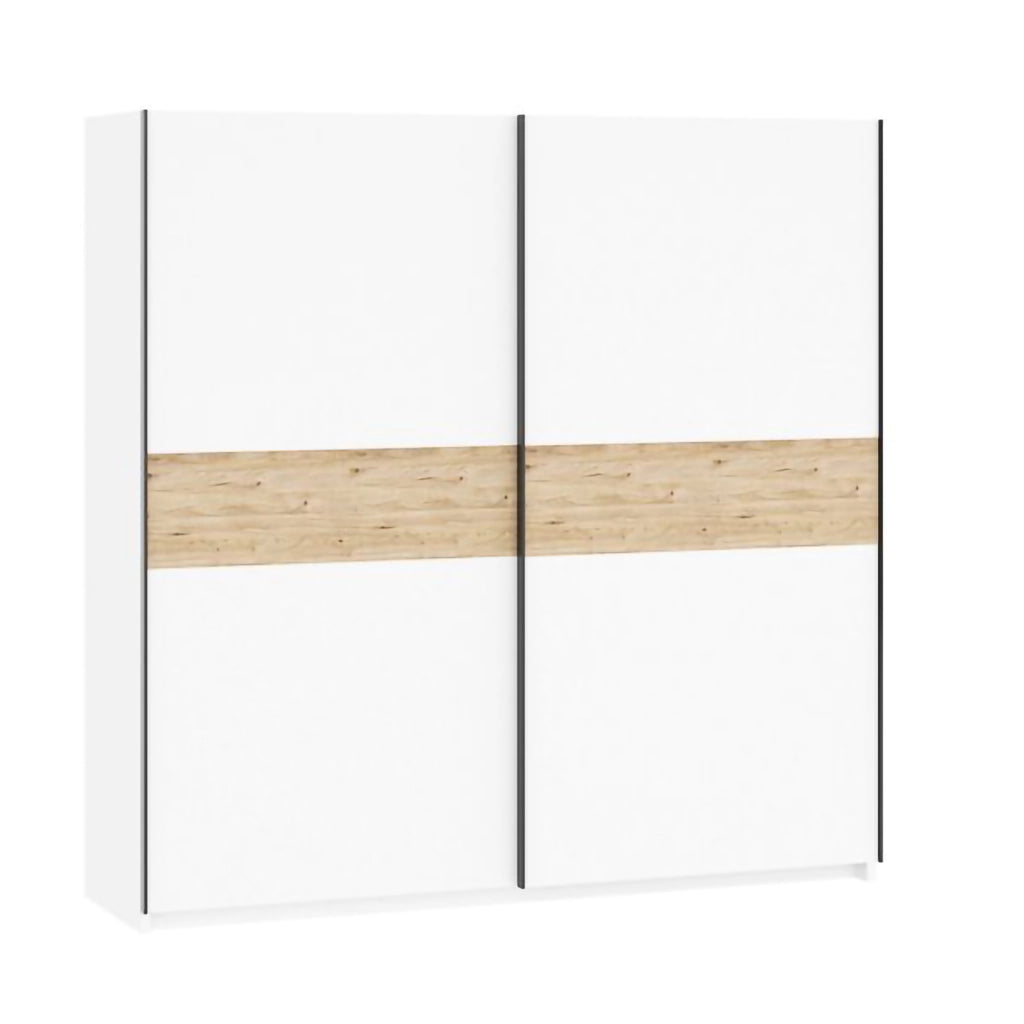 Armadio Camera da Letto Nalika, Guardaroba 2 Ante 2 Ripiani, 200x204h cm Bianco