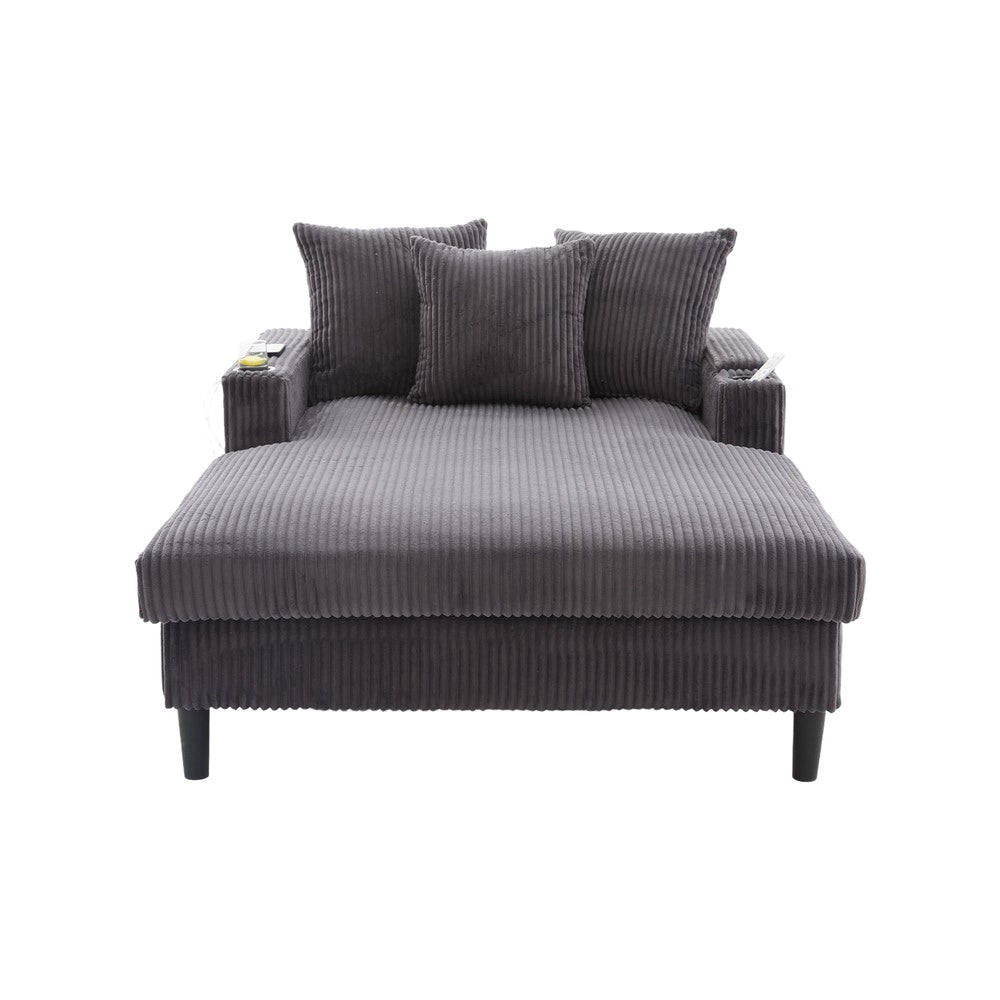 Poltrona multifunzionale con chaise longue - Zephmum - Ampia superficie, porta bevande, illuminazione LED, porta USB