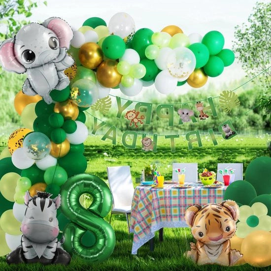 Decorazione di compleanno 8 anni tema giungla animali della foresta palloncino safari - bambino bambina 8 anni decorazione palloncino giungla decorazione festa bambini