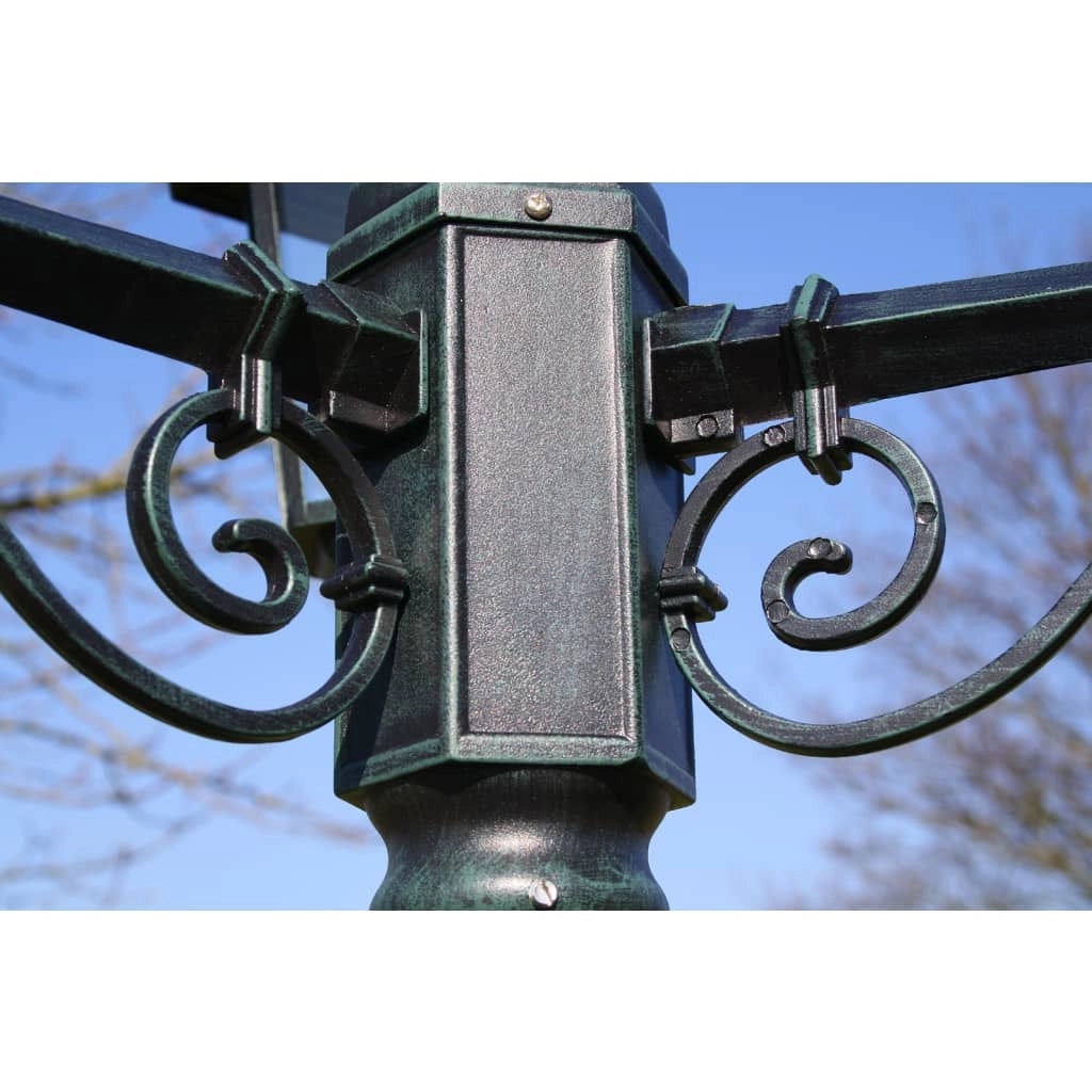 Lampada da terra da giardino a 3 bracci 215 cm alluminio verde scuro 02_0042534