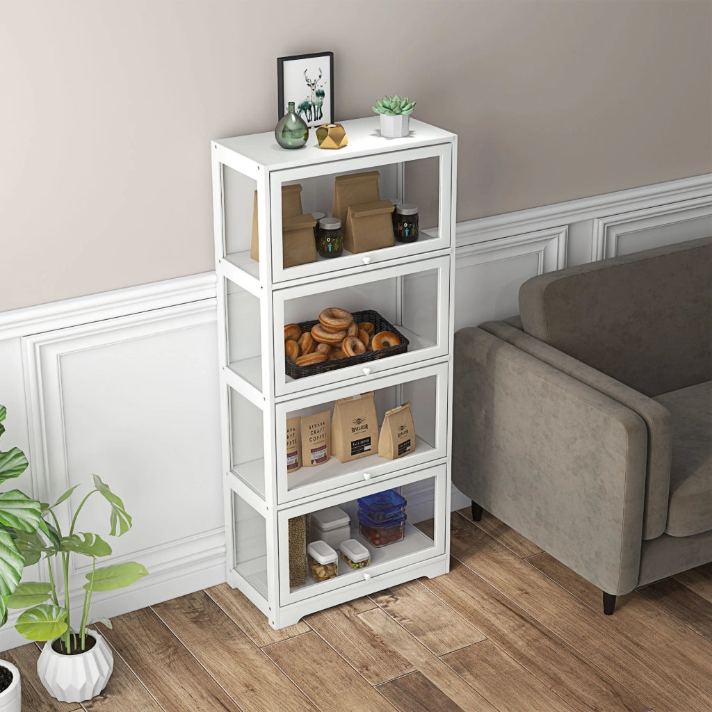 Libreria 4 Livelli con Ante ¨C zephmum ¨C 59x30x139 cm Bianco