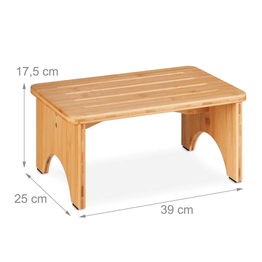 Sgabello con gradino per adulti e bambini 40 x 30 x 30 cm finitura naturale elegante in bambù beige 13_0014684