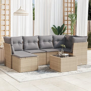 Set Divani da Giardino 7 pz con Cuscini Beige in Polyrattan 3249798