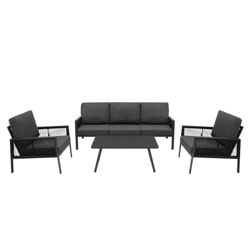 Set Mobili da Esterno 4 Pezzi in Alluminio Divano Tavolino Poltrone Grigio Antracite
