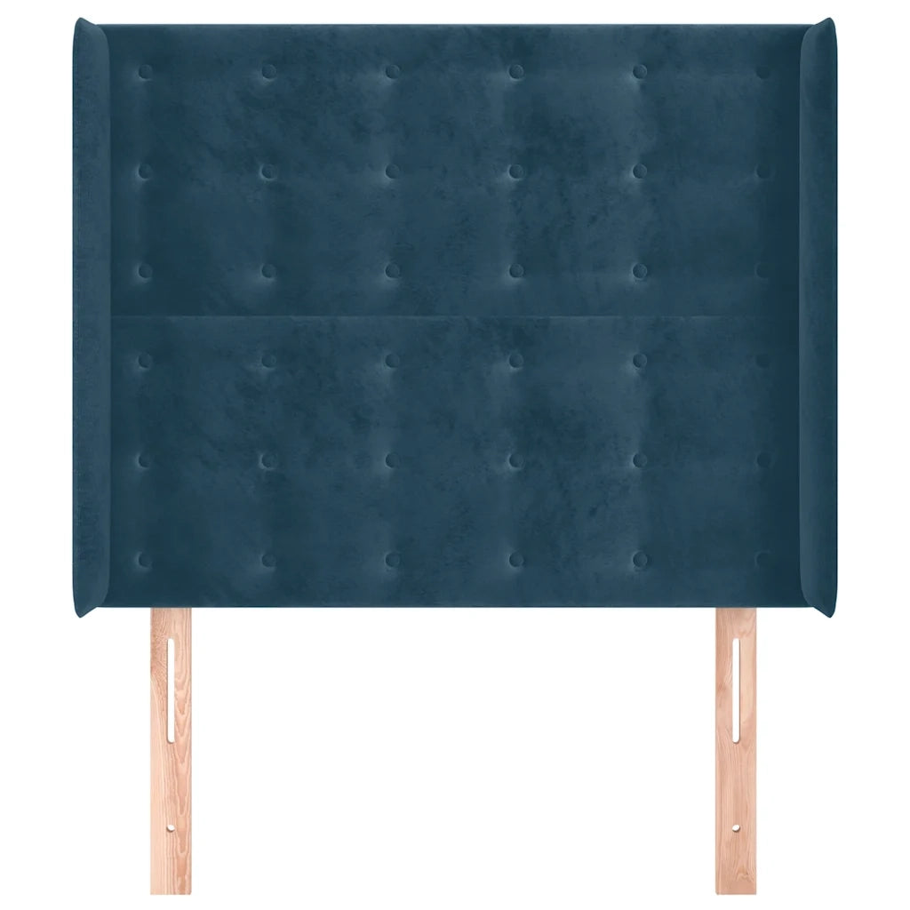 Testiera ad Orecchio Blu Scuro 103x16x118/128 cm in Velluto
