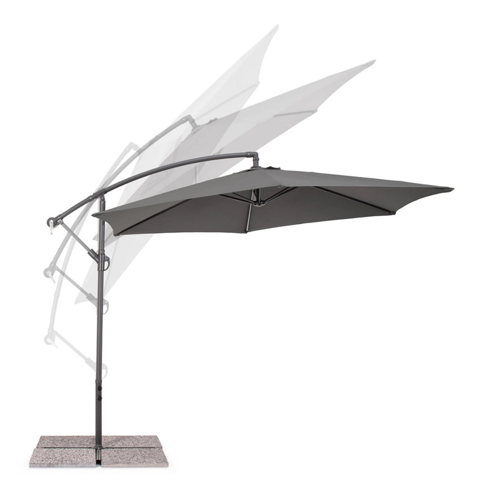 Ombrello a Braccio da Giardino 6 Stecche Ø300x235h cm Telo in Poliestere Nizza Antracite e Grigio