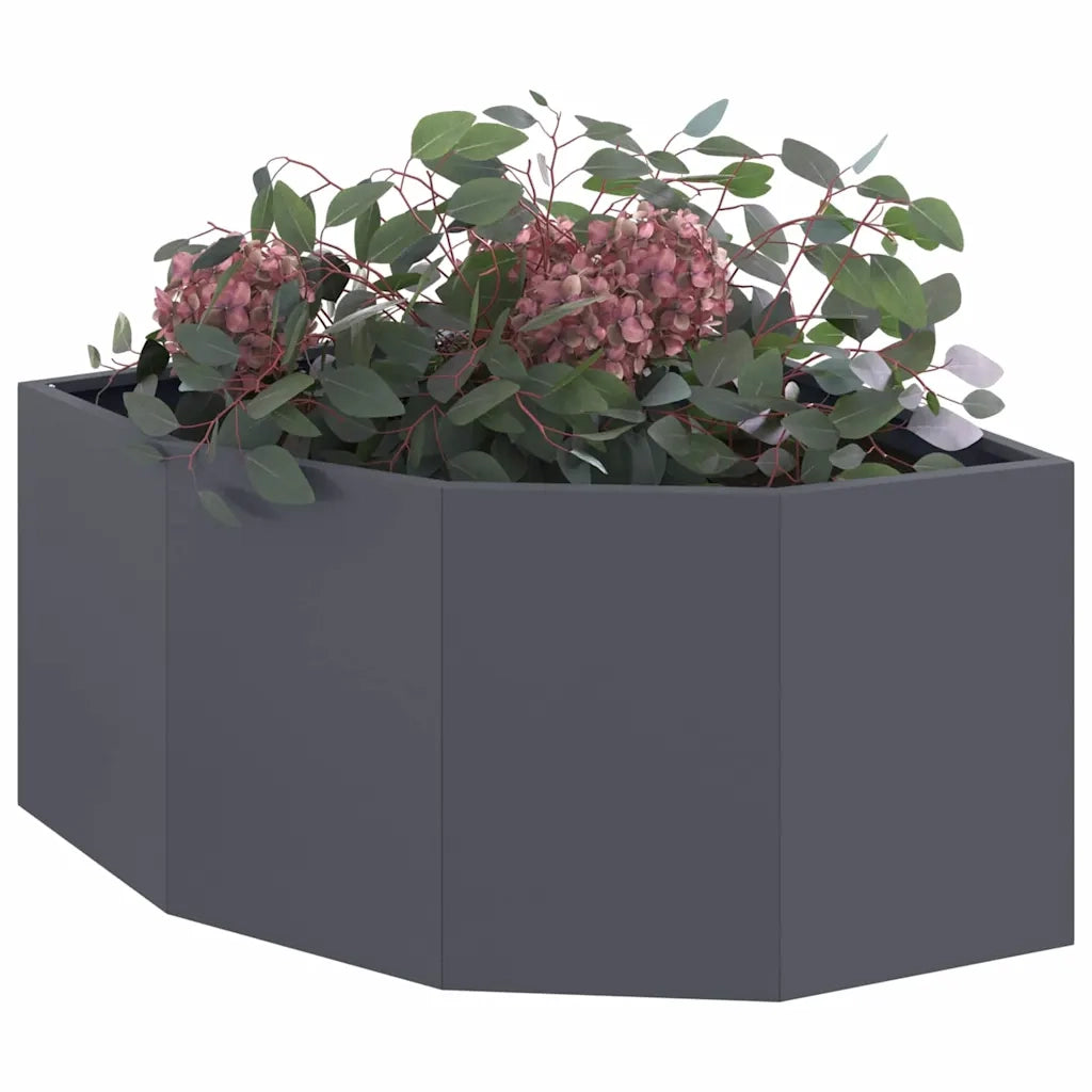 Vaso d'angolo-Fioriera-Contenitore per Piante Antracite 60 x 60 x 35 cm Acciaio
