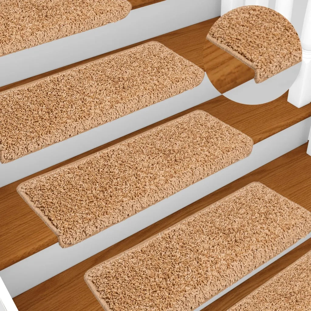 Tappetini per scale 10 pz | Gradini per Scale 65x21x4 cm Beige Bordo rettangolare