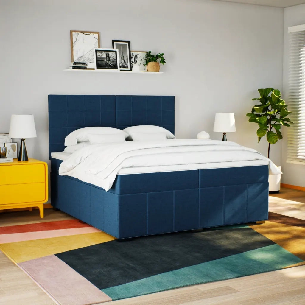 Giroletto a Molle con Materasso Blu 200x200 cm in Tessuto 3291781