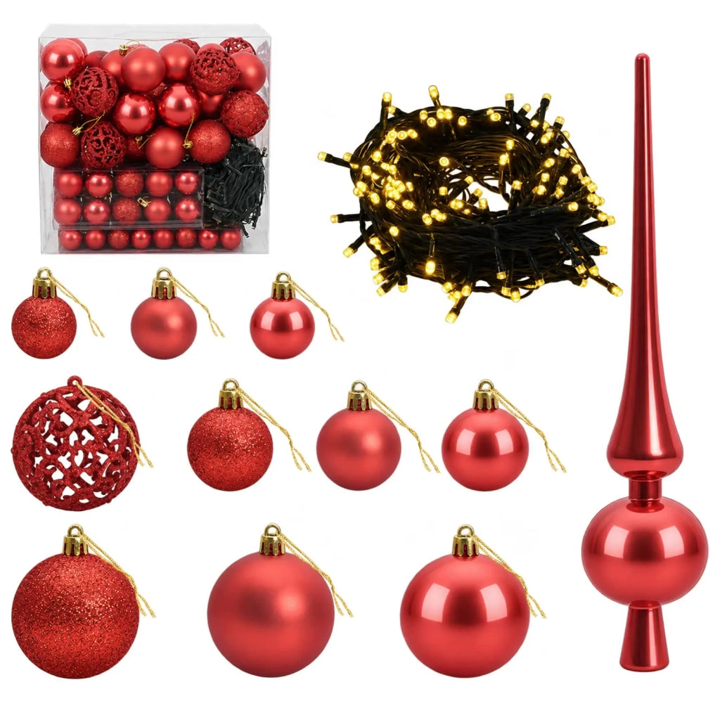 Albero di Natale artificiale verde con palline 210 cm 300 LED 3466886