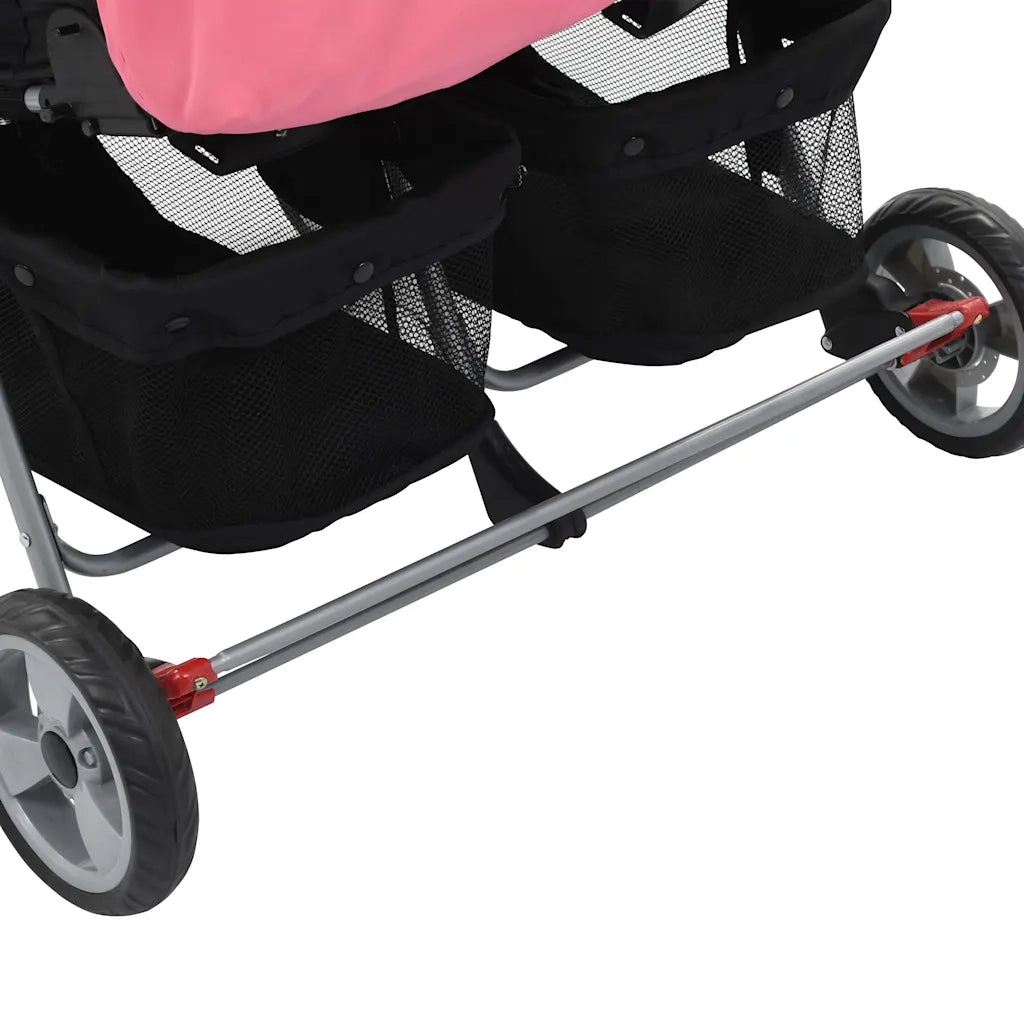 Passeggino Gemellare Rosa e Nero in Acciaio CFW3210438