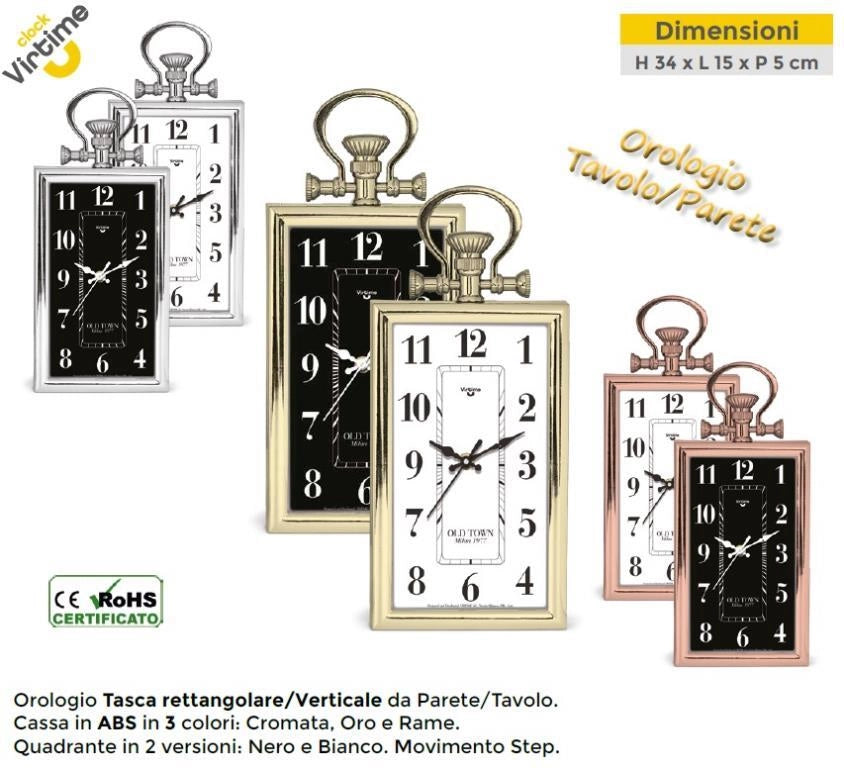 Orologio da Parete o Tavola in Abs Modello Tascabile 3 Colori Esterni 2 Interni