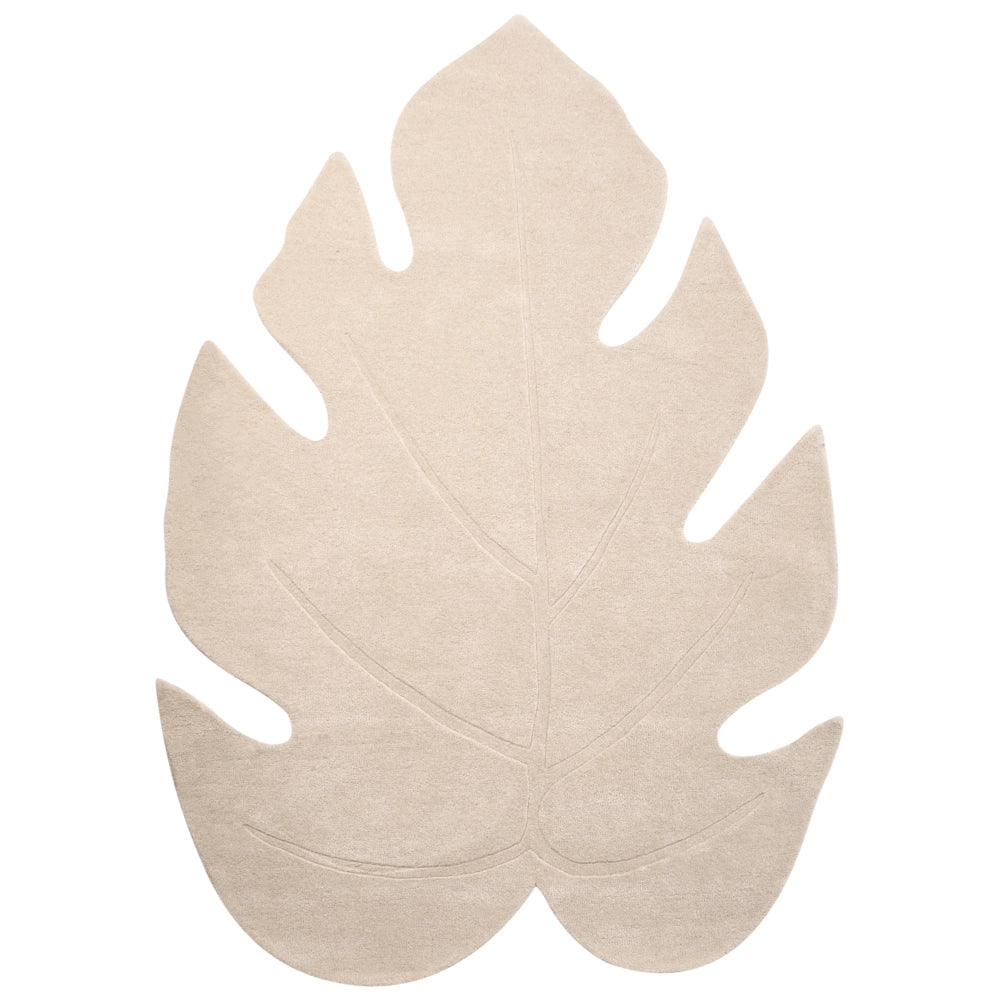 Tappeto a forma di foglia tuftato a mano 160 x 230 cm bianco sporco elemento decorativo