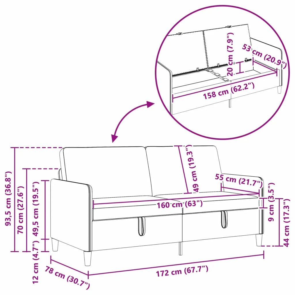 Divano con Storage Crema 172 x 78 x 87 cm Poliestere 42036954