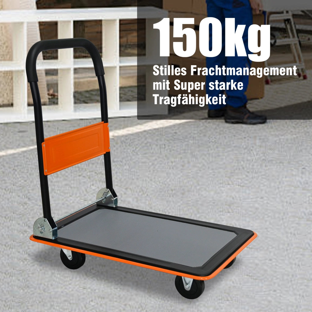 CARRELLO PIEGHEVOLE IN ACCIAIO ARANCIONE, PORTATA 150 KG