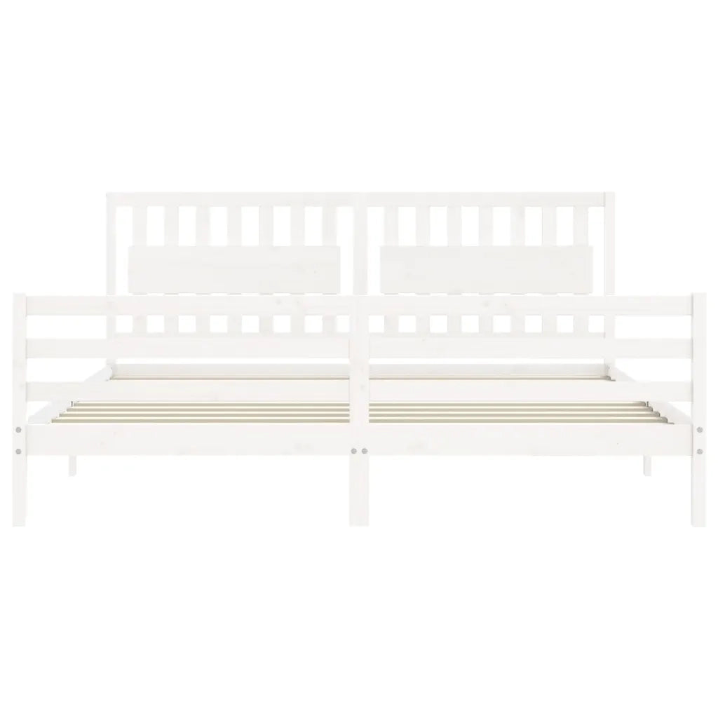 Giroletto con Testiera Bianco 200x200 cm in Legno Massello 3194332