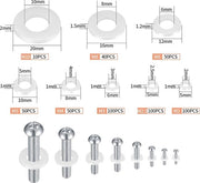 Anelli di chiusura, piano, nero, nylon, ausili di distanza, testine per macchina, sigillanti per attacchi industriali, anelli di chiusura meccanici, M2/M2.5/M3/M4/M5/M6/M8/M10, bianco, 500 pezzi