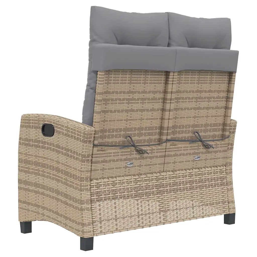 Panca Reclinabile da Giardino con Cuscini-Sgabello-Sedia da esterno Beige in Polyrattan 445703