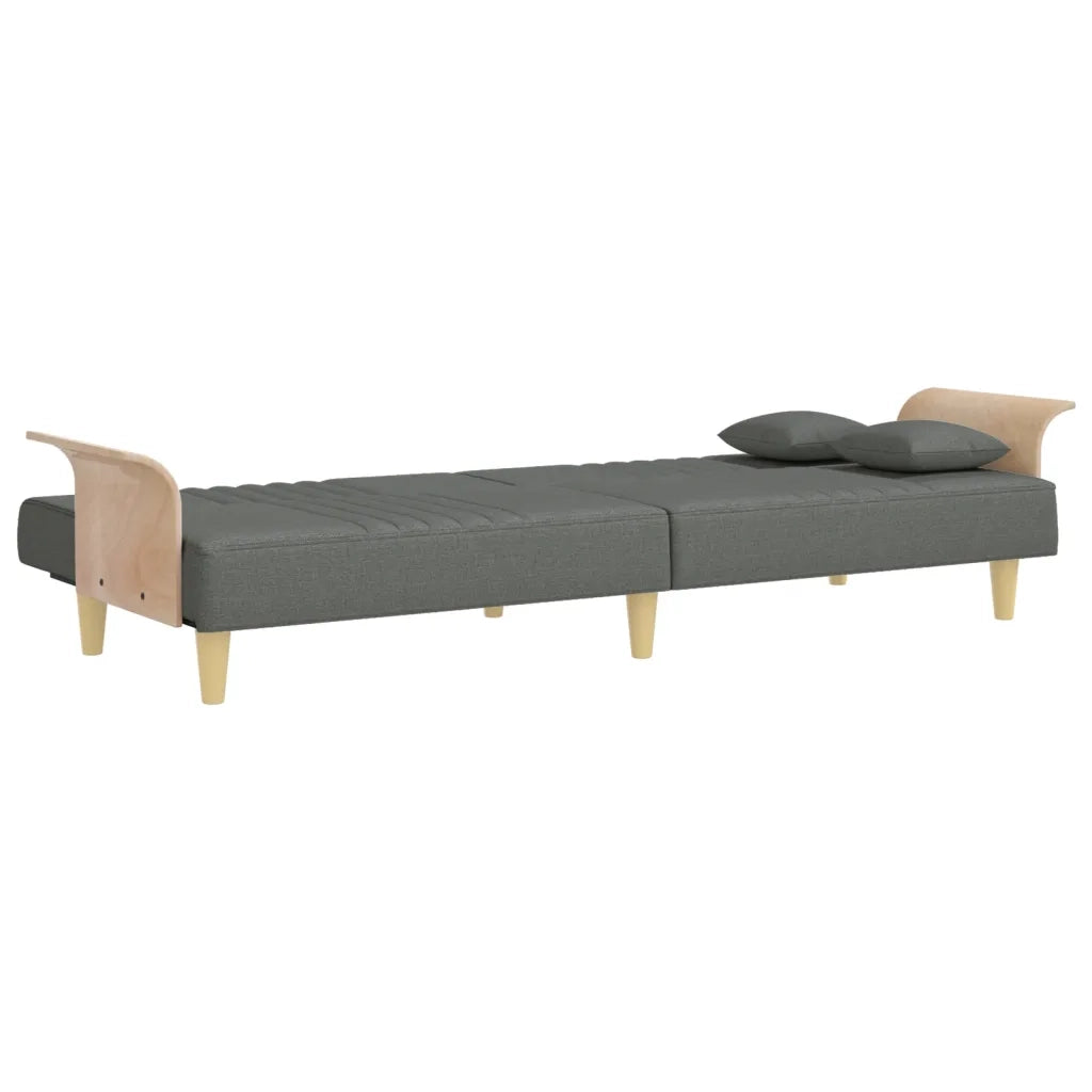 Divano Letto con Braccioli Grigio Scuro in Tessuto