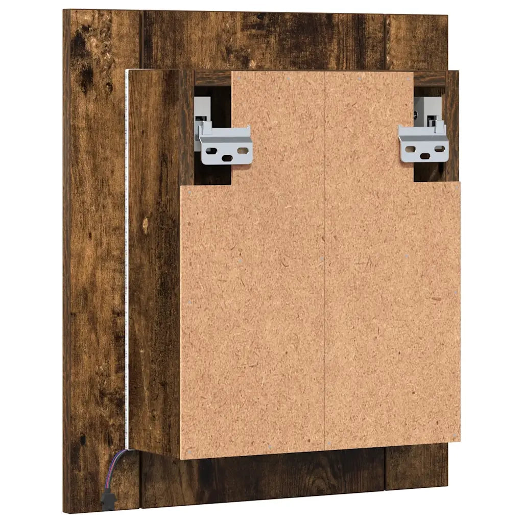 Mobile Bagno Specchio LED Rovere Fumo 40x12x45cm Multistrato 822833