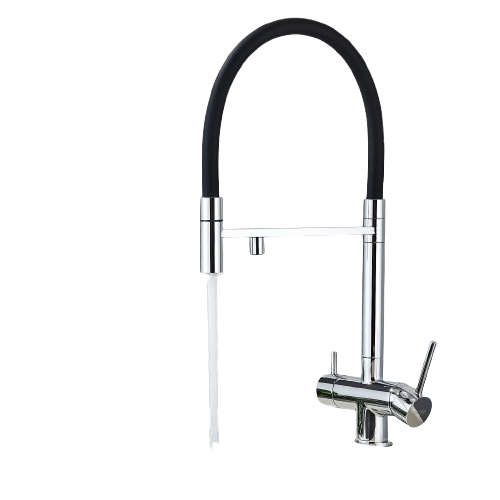 Lana | Rubinetto estensibile a 3 vie cromato lucido da cucina ad osmosi| per acqua potabile in acciaio inossidabile,  Filtra 3 connessioni