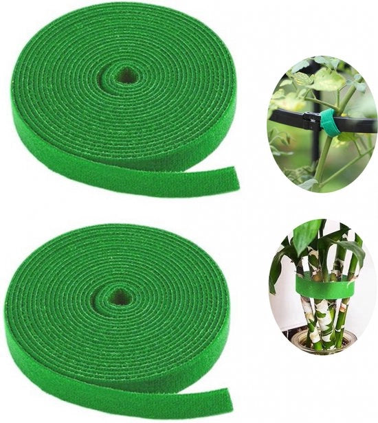 Nastro adesivo per piante - 10 mm x 20 m - Nastro adesivo autoadesivo - Materiale per legare piante per interni ed esterni - Fermo piante - Verde - Nastro Velcro - Estremamente resistente - Fermo piante - Fili per piante