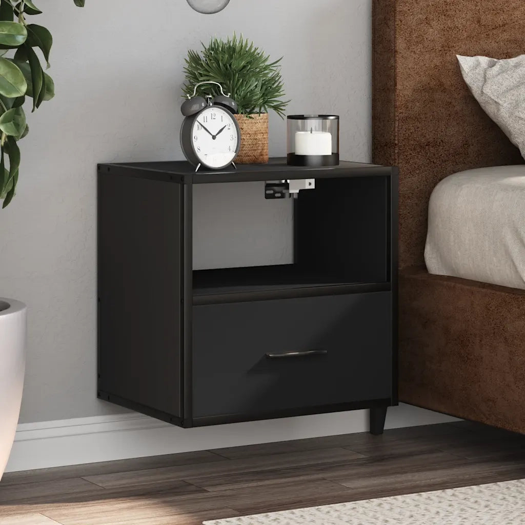 Comodino a Muro Nero 40x31x39,5 cm 848734