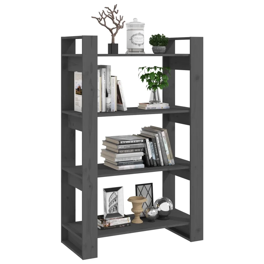 Libreria/Divisorio Grigio 80x35x125 cm Legno Massello di Pino 813906
