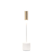 Zafferano - Lampada da tavolo ricaricabile Carolina Led dimmerabile Touch - Bianco Lucido e Ottone Spazzolato